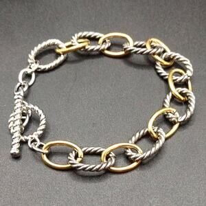 Gold Silver Tone Rope Chain Link Bracelet Valentine's Anniversary Birthday Gift